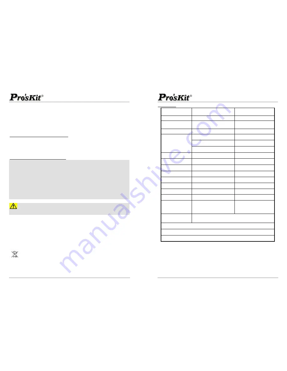 ProsKit PT-1201 User Manual Download Page 8