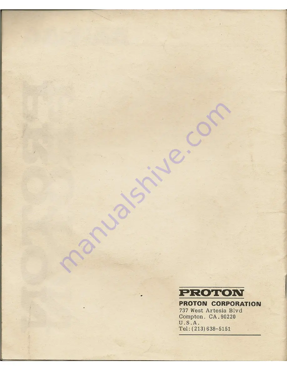 Proton AA-1150 Owner'S Manual Download Page 20