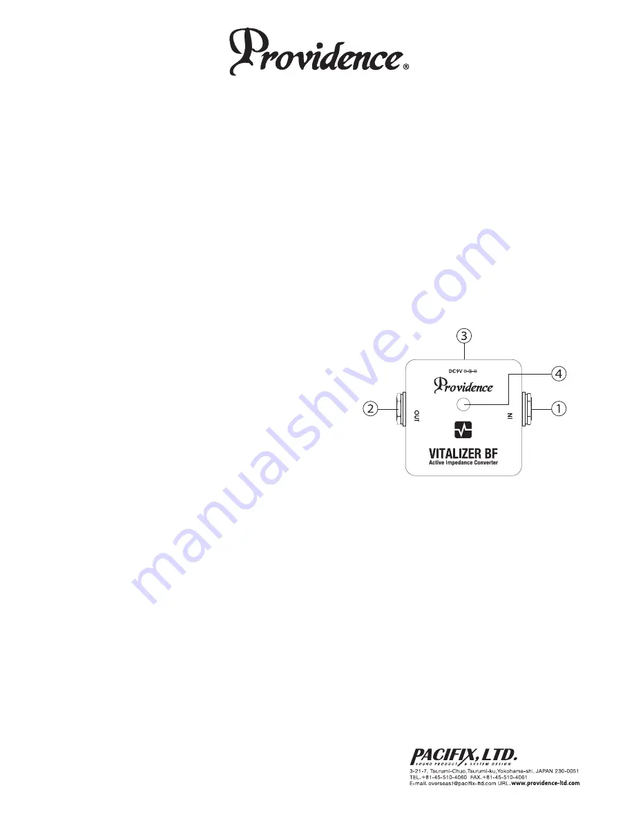 Providence VITALIZER BF Owner'S Manual Download Page 1