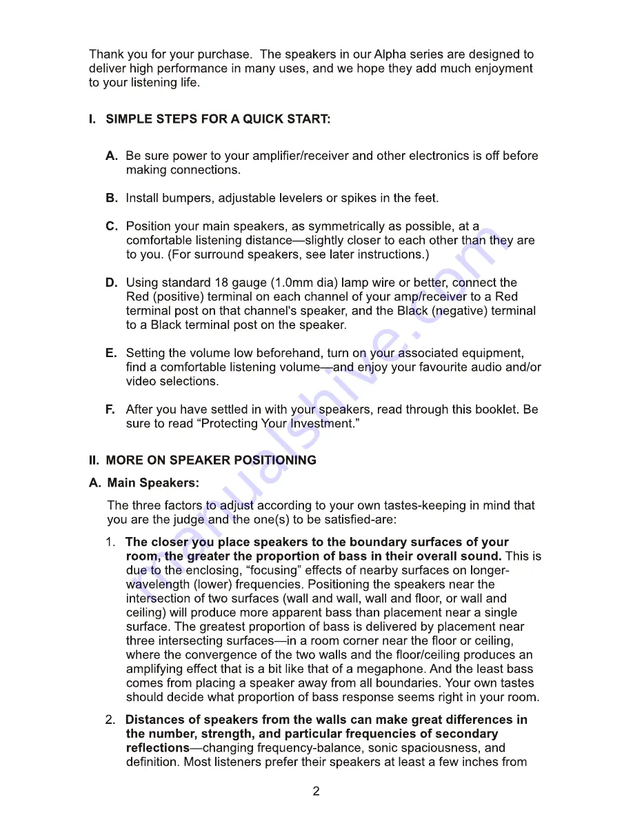 PSB Alpha Alpha LR1 Owner'S Manual Download Page 2