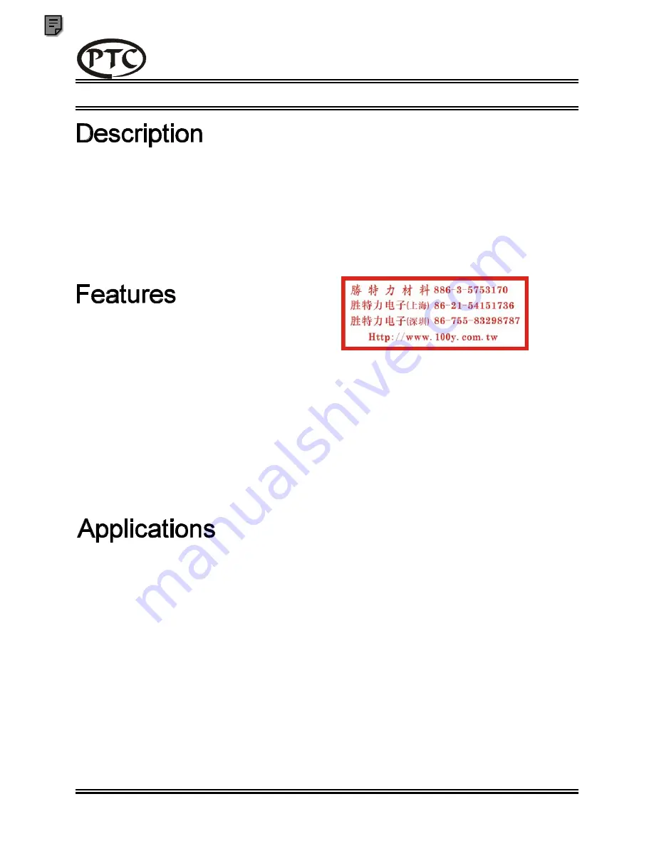 PTC PT2262 Manual Download Page 1