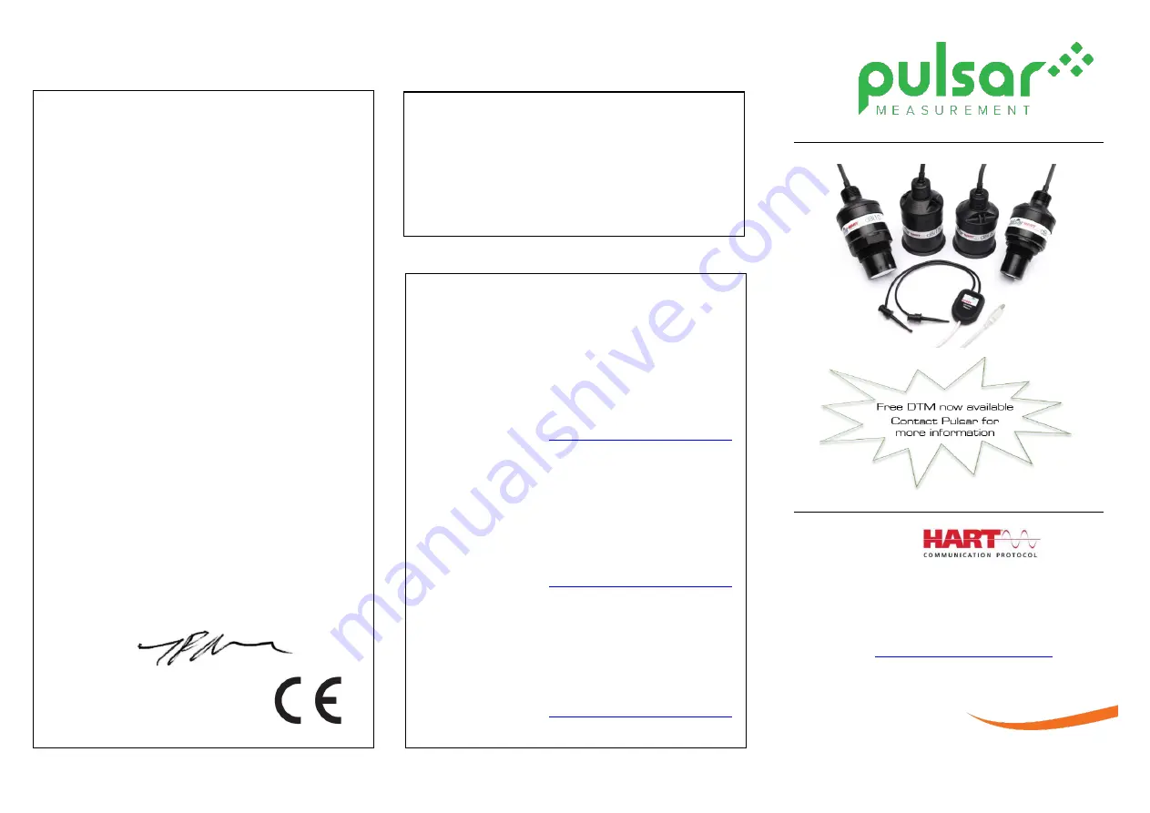 Pulsar Measurement HART dBi Series Installation Manual Download Page 1