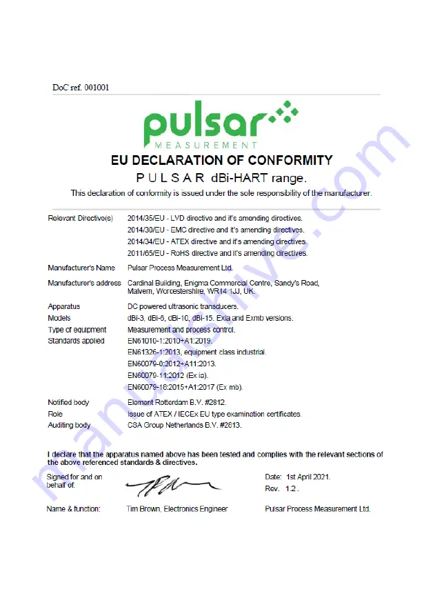 Pulsar dBi 10 Instruction Manual Download Page 11