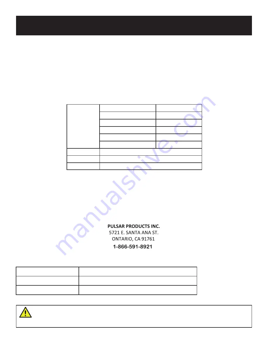 Pulsar PG3500MR Operator'S Manual Download Page 3