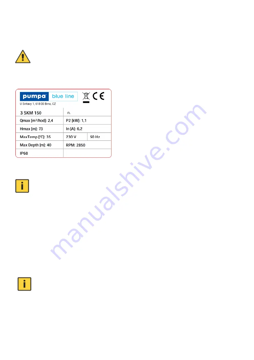 pumpa BLUE LINE 3SKM 100 Translation Of The Original Instruction Manual Download Page 14