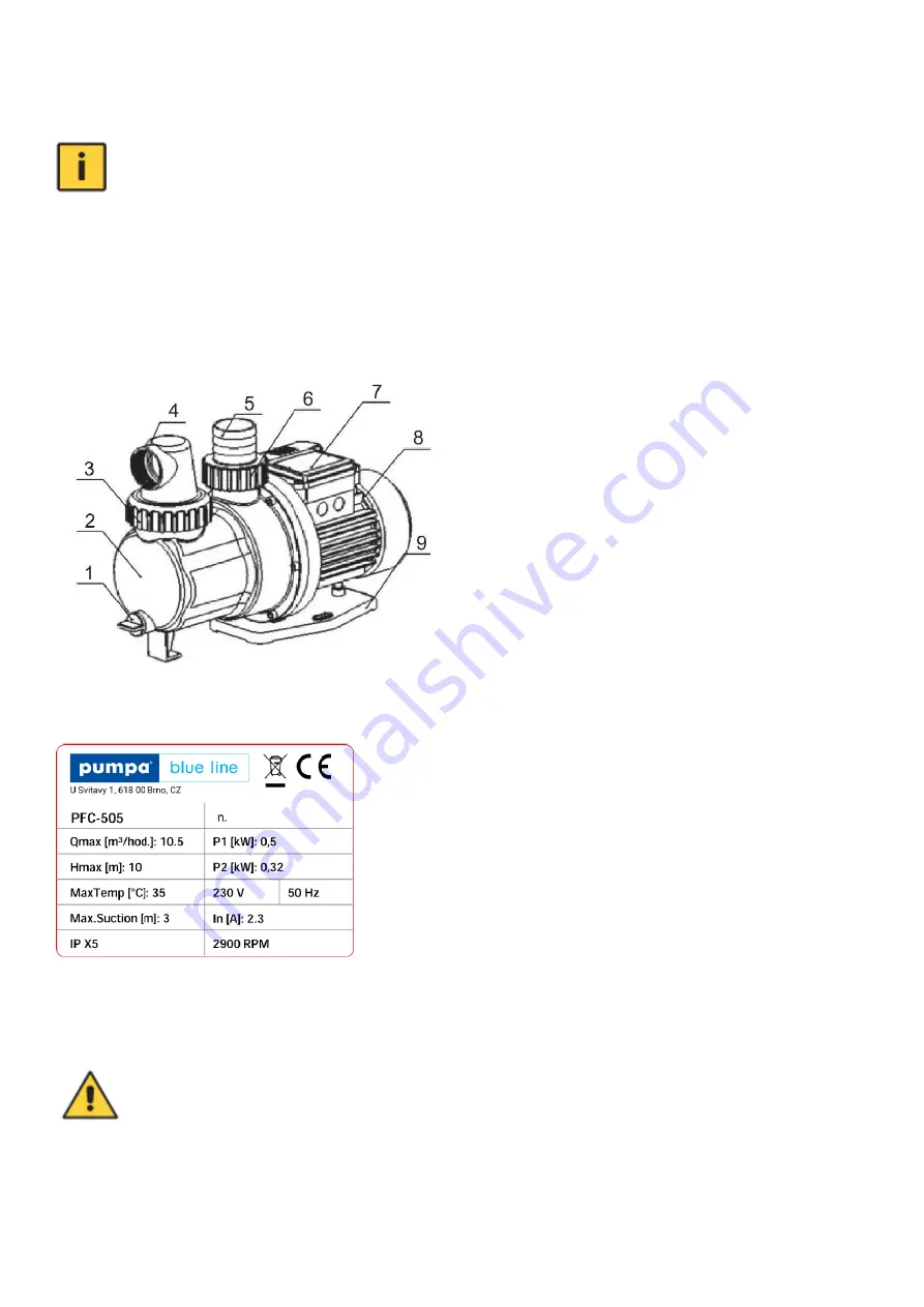 pumpa BLUE LINE PFC505 Original Instruction Manual Download Page 19