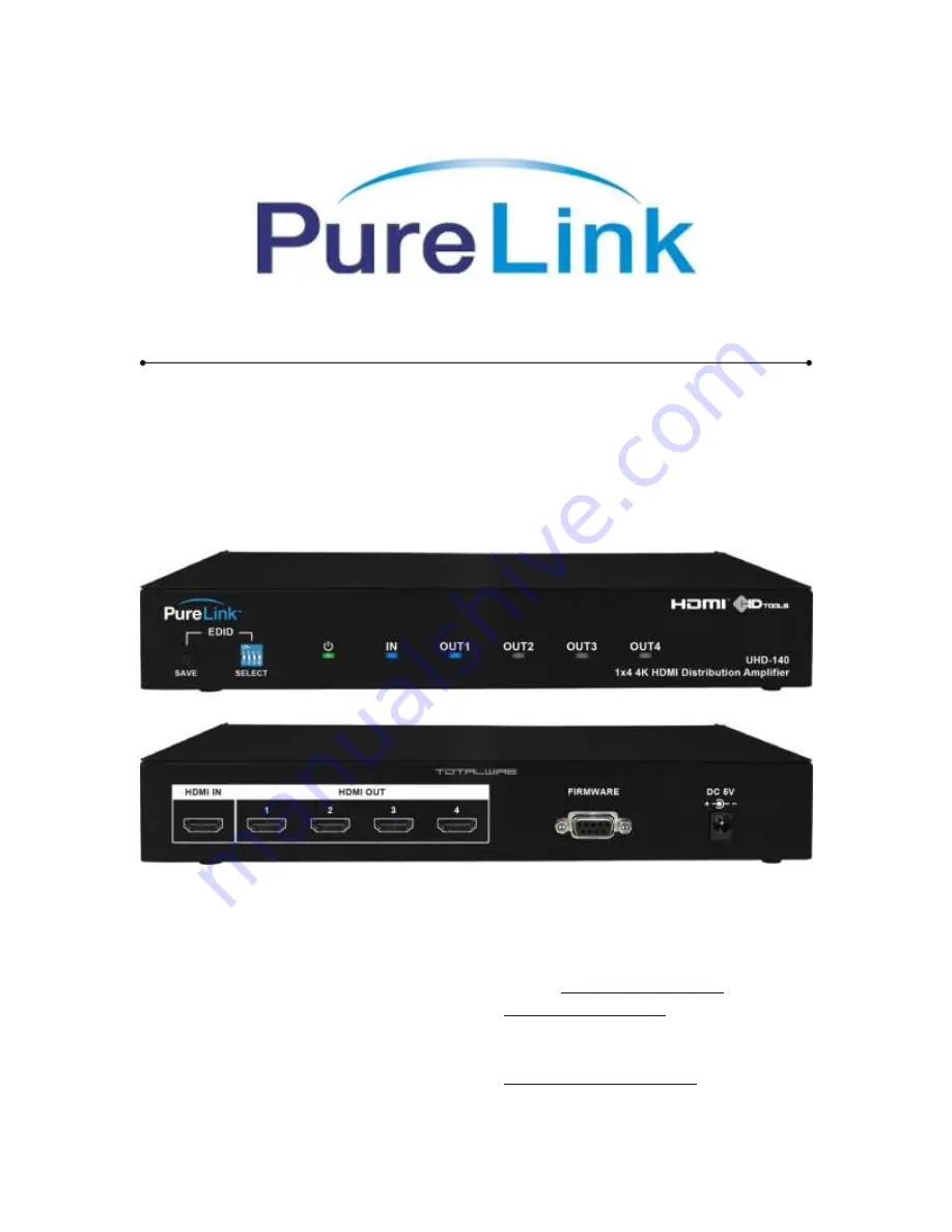 PureLink UHD-140 Owner'S Manual Download Page 1