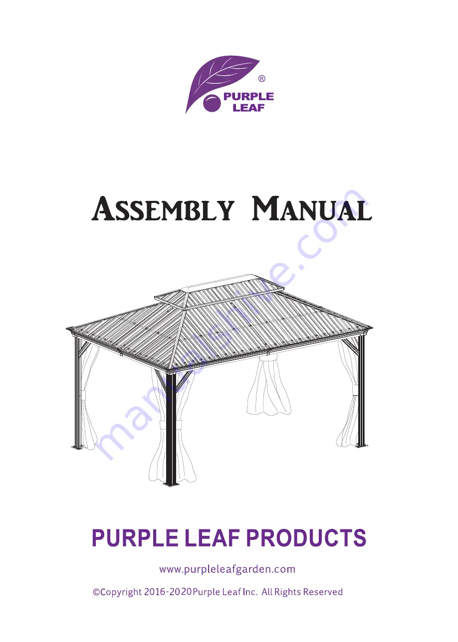 PURPLE LEAF HARDTOP GAZEBO WITH DOUBLE ROOF Assembly Manual Download Page 1