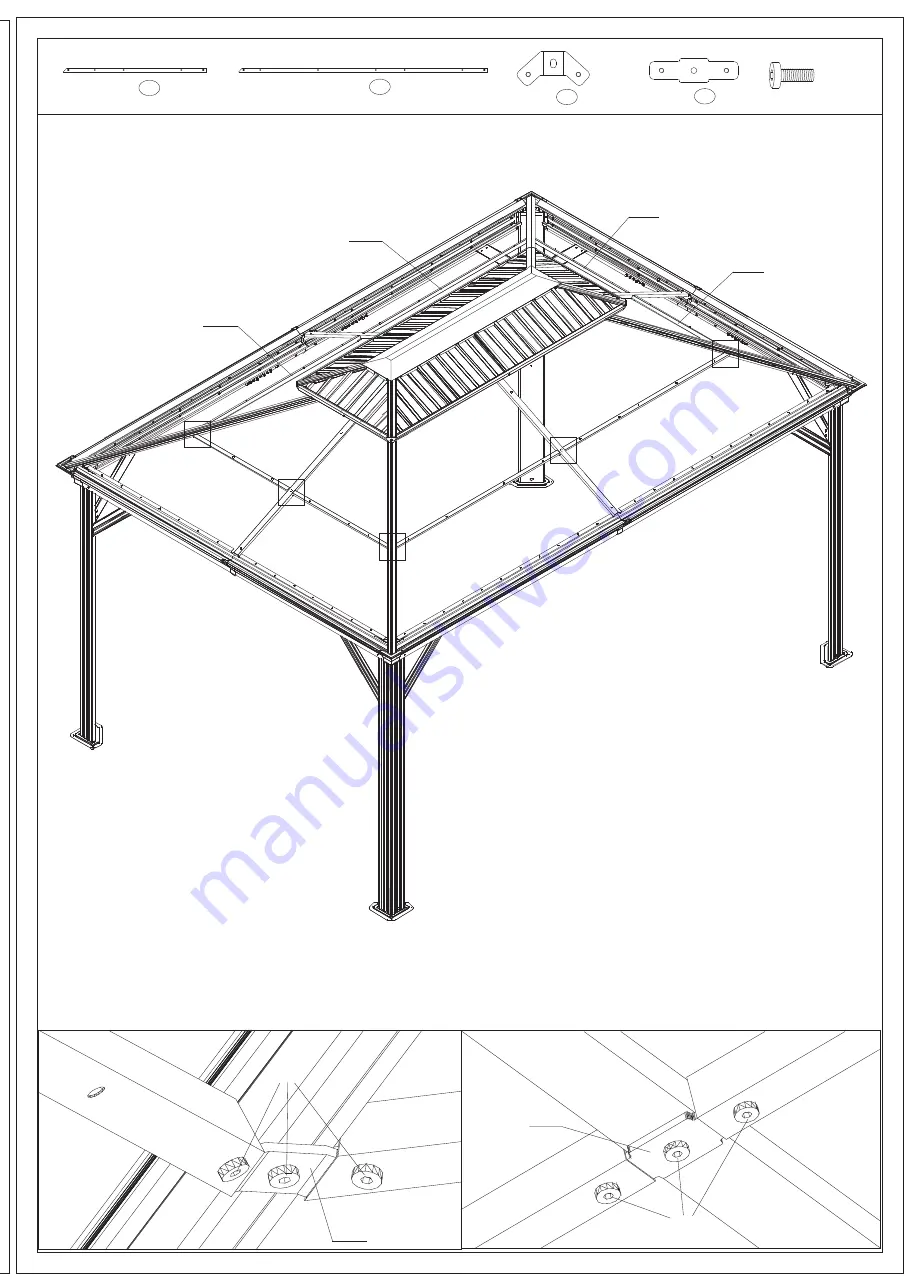 PURPLE LEAF HARDTOP GAZEBO WITH DOUBLE ROOF Assembly Manual Download Page 19