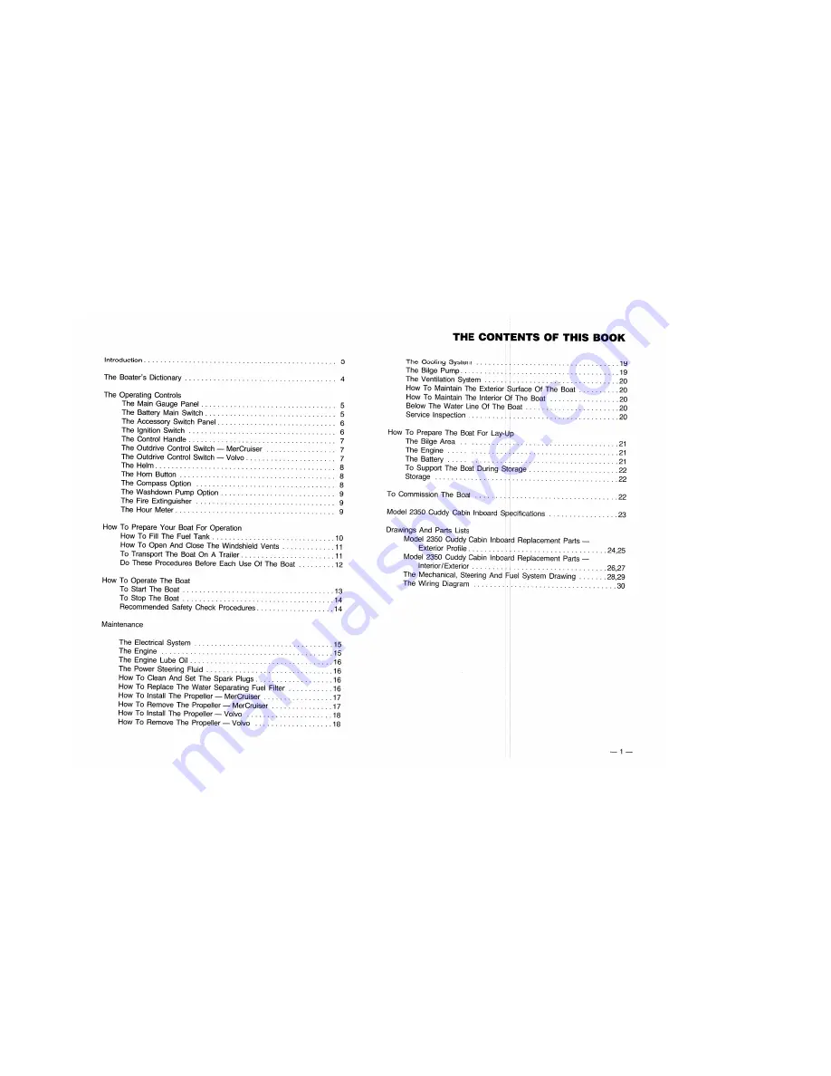 PURSUIT 1989 2350 Cuddy Cabin Inboard Owner'S Manual Download Page 3