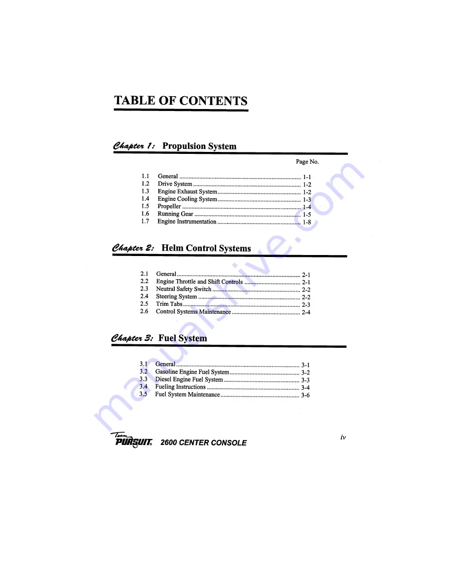 PURSUIT 1994 2600 Center Console Owner'S Manual Download Page 7