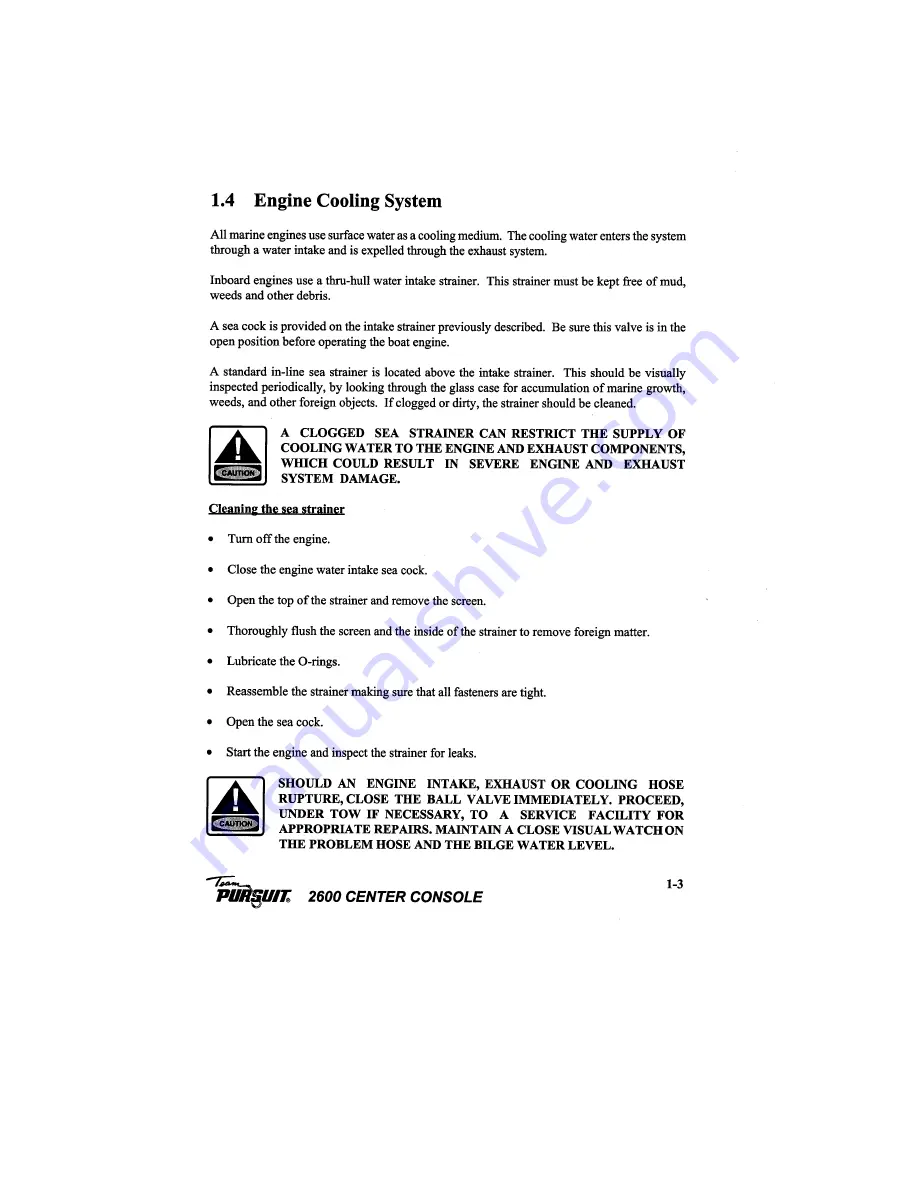 PURSUIT 1994 2600 Center Console Owner'S Manual Download Page 15