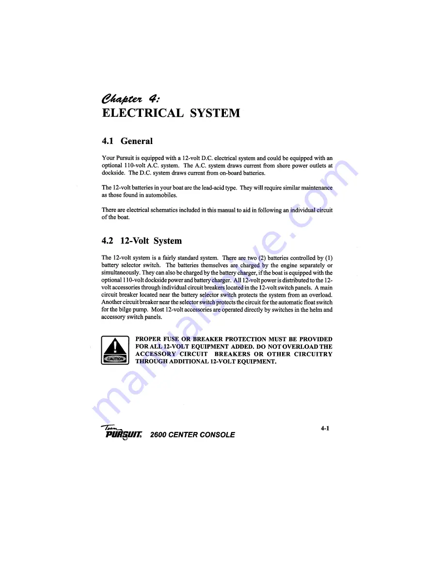 PURSUIT 1994 2600 Center Console Owner'S Manual Download Page 35