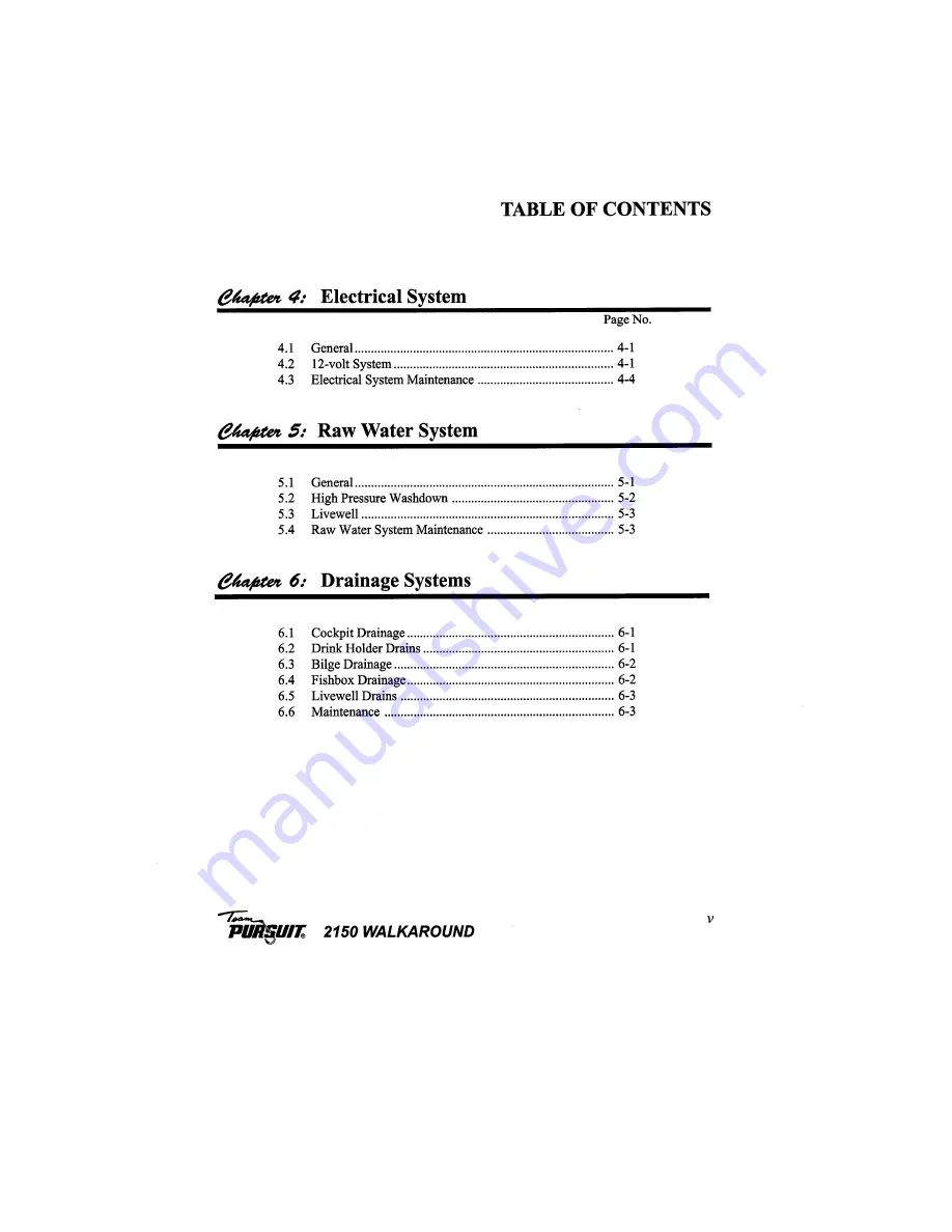 PURSUIT 2150 Walkaround Owner'S Manual Download Page 8