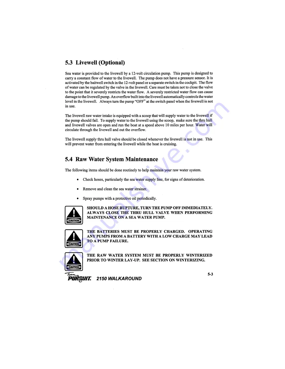 PURSUIT 2150 Walkaround Owner'S Manual Download Page 35