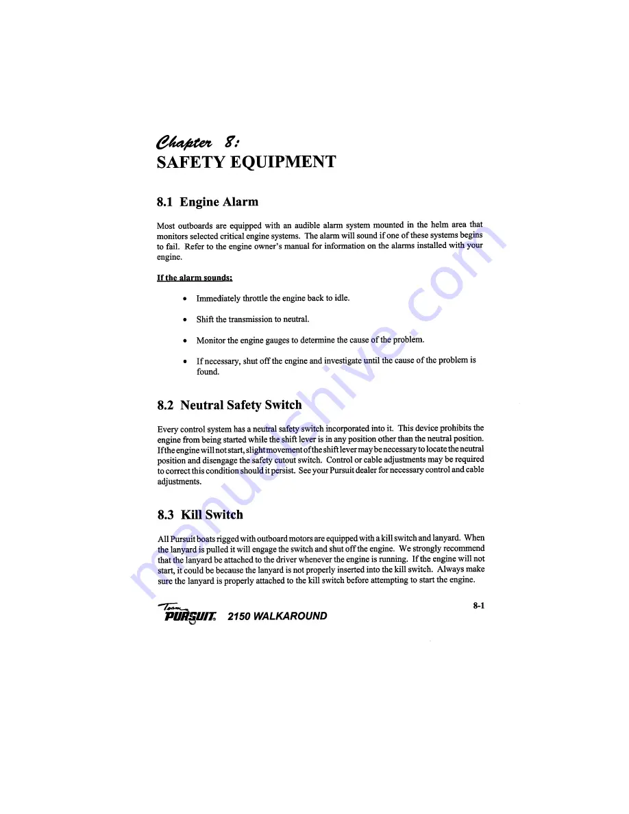 PURSUIT 2150 Walkaround Owner'S Manual Download Page 43