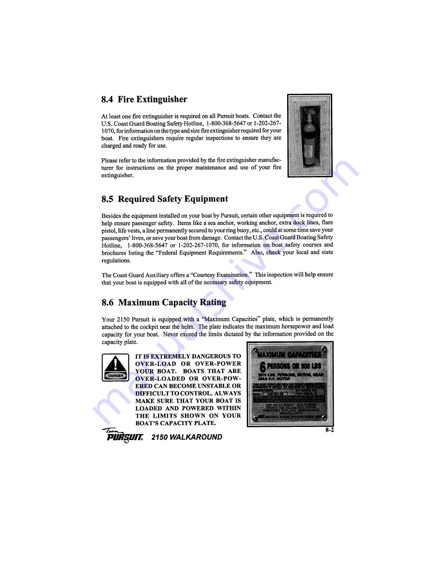 PURSUIT 2150 Walkaround Owner'S Manual Download Page 44