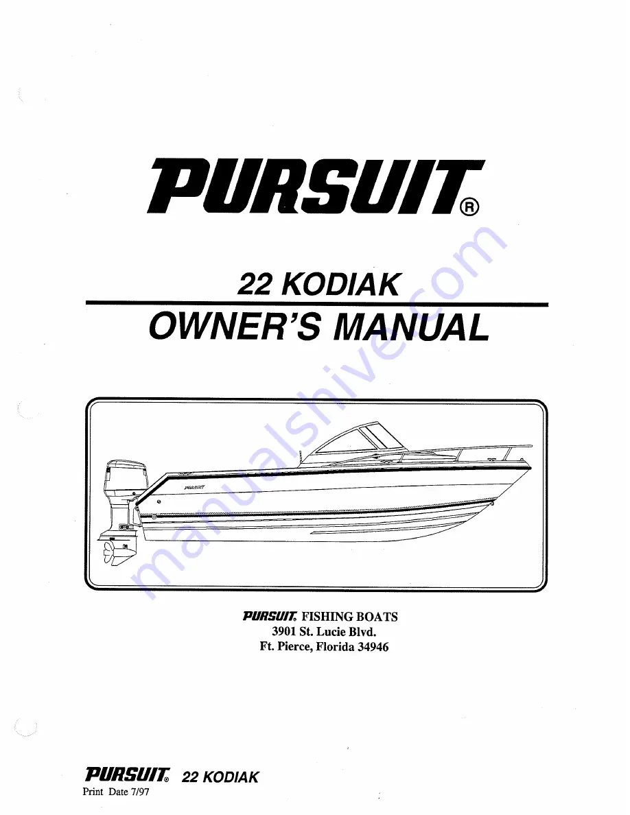 PURSUIT 22 KODIAK Скачать руководство пользователя страница 1