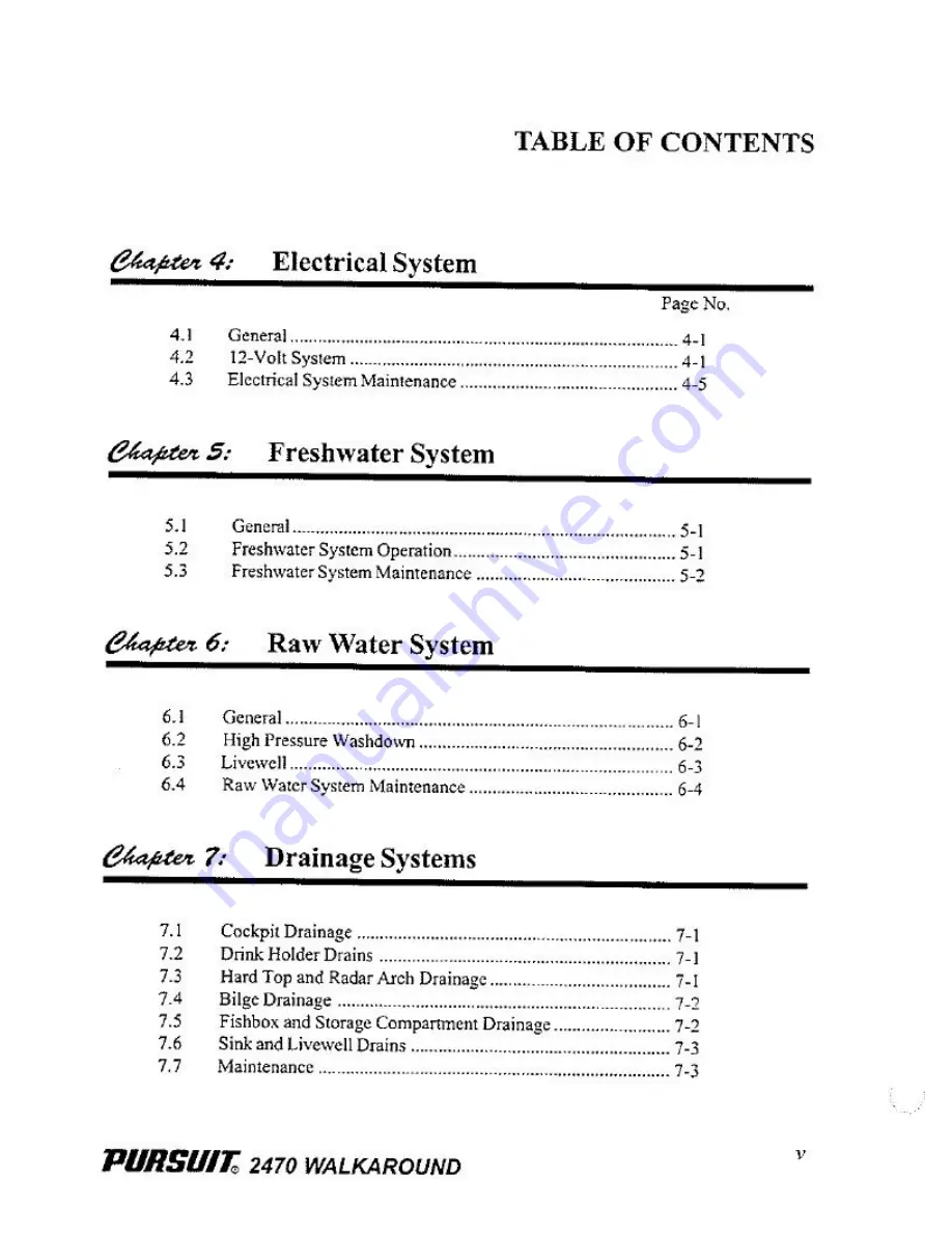 PURSUIT 2470 WALKAROUND Owner'S Manual Download Page 10