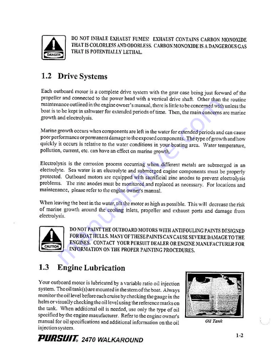 PURSUIT 2470 WALKAROUND Owner'S Manual Download Page 16