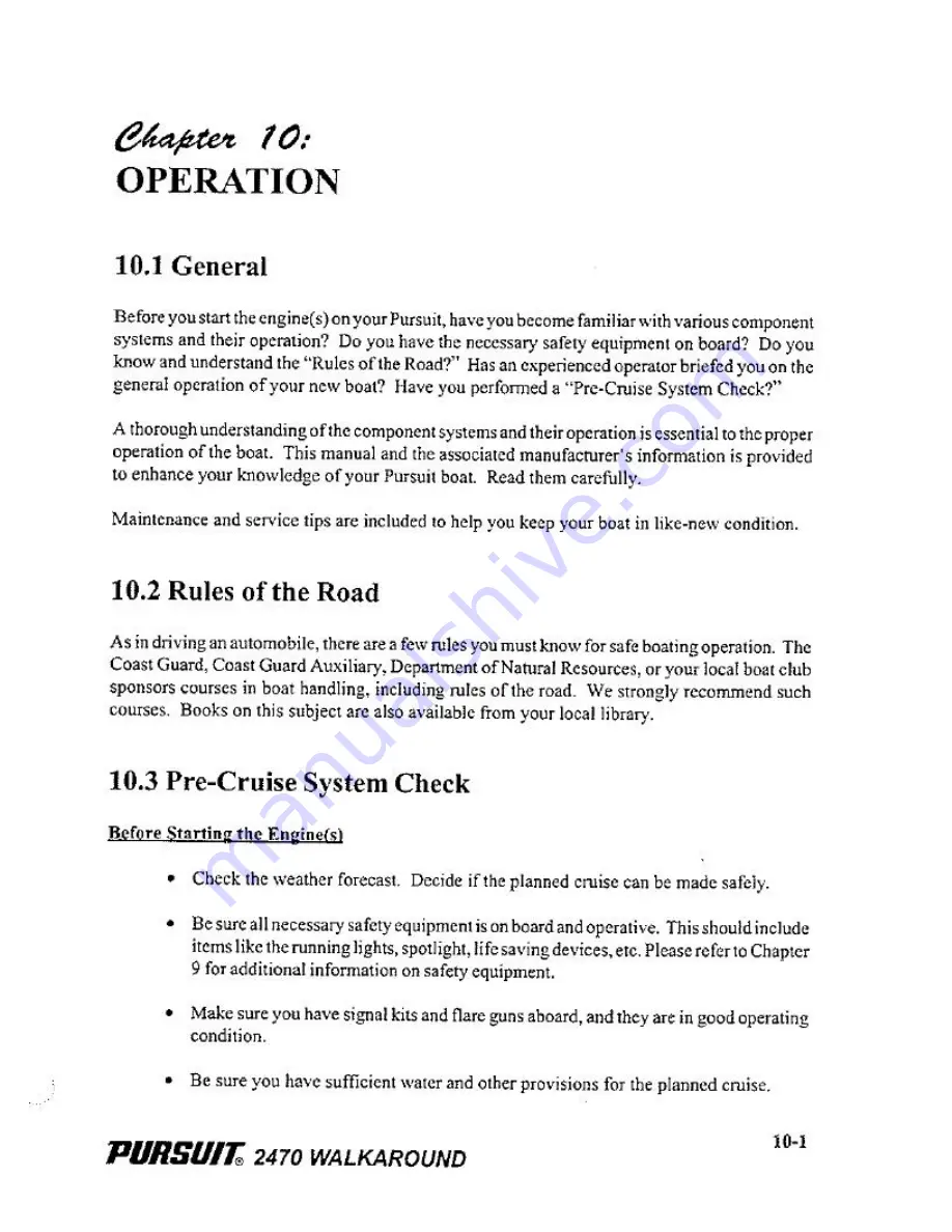 PURSUIT 2470 WALKAROUND Owner'S Manual Download Page 49