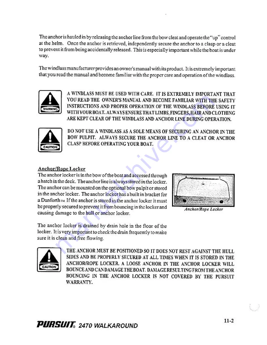 PURSUIT 2470 WALKAROUND Owner'S Manual Download Page 56