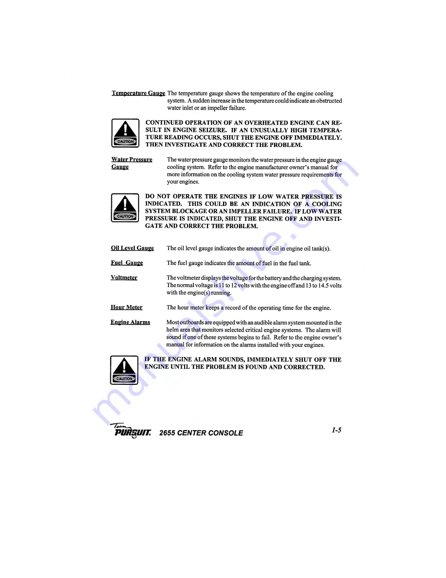 PURSUIT 2655 Center Console Owner'S Manual Download Page 15