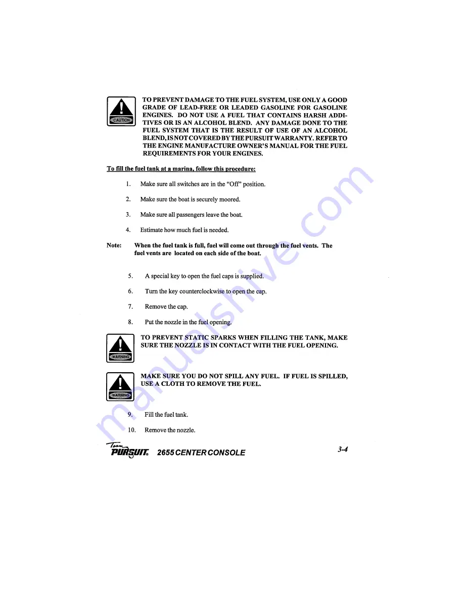 PURSUIT 2655 Center Console Owner'S Manual Download Page 24