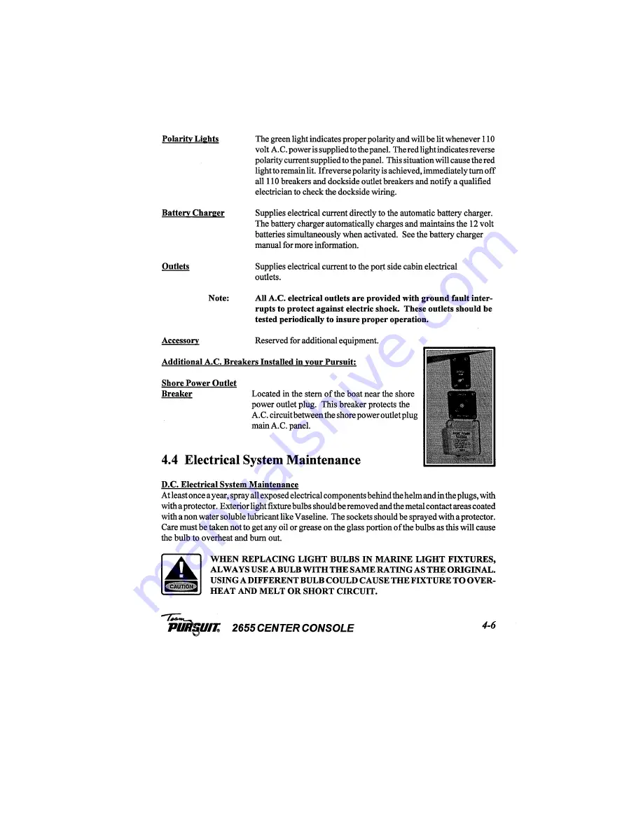 PURSUIT 2655 Center Console Owner'S Manual Download Page 32