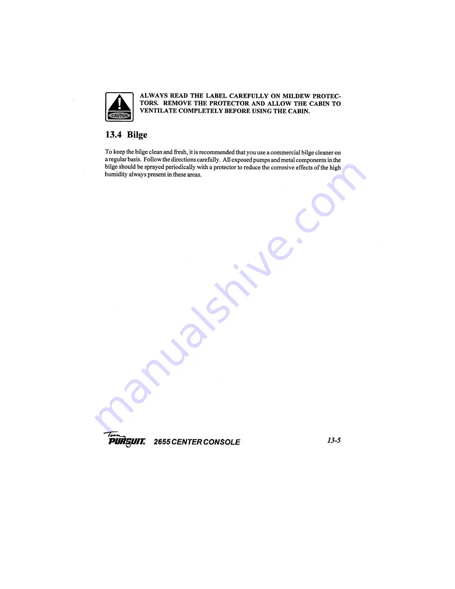 PURSUIT 2655 Center Console Owner'S Manual Download Page 69