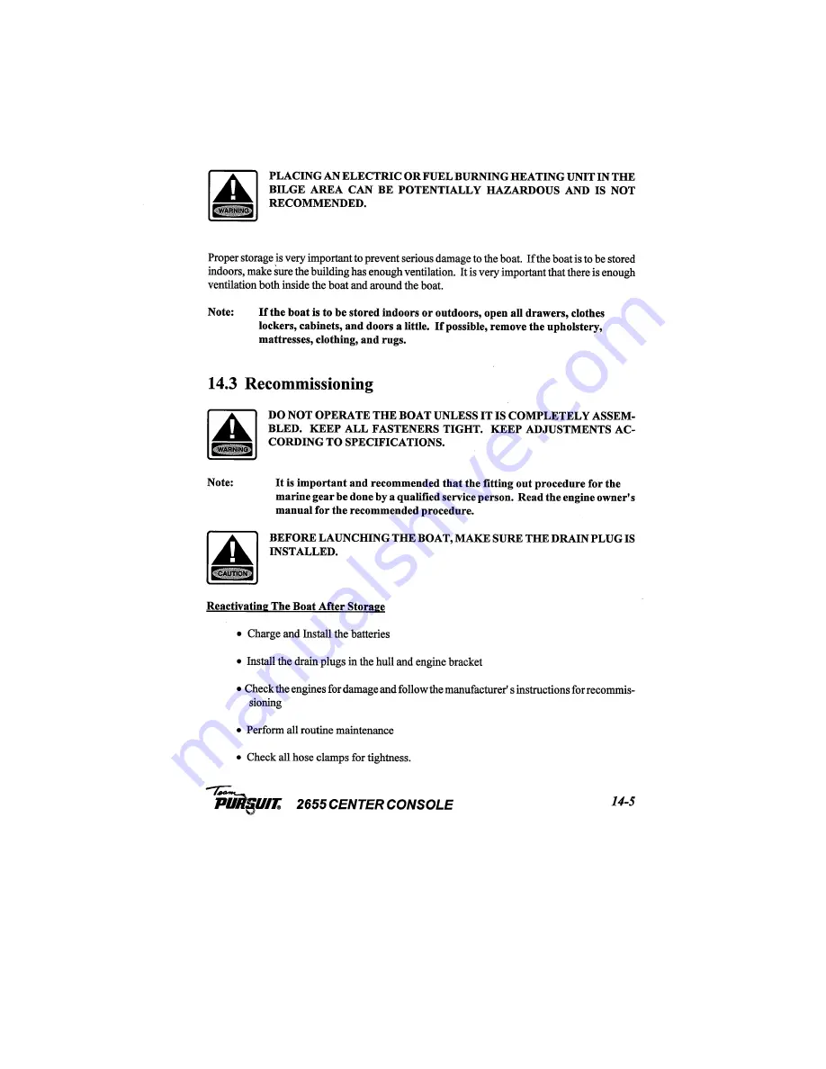 PURSUIT 2655 Center Console Owner'S Manual Download Page 75