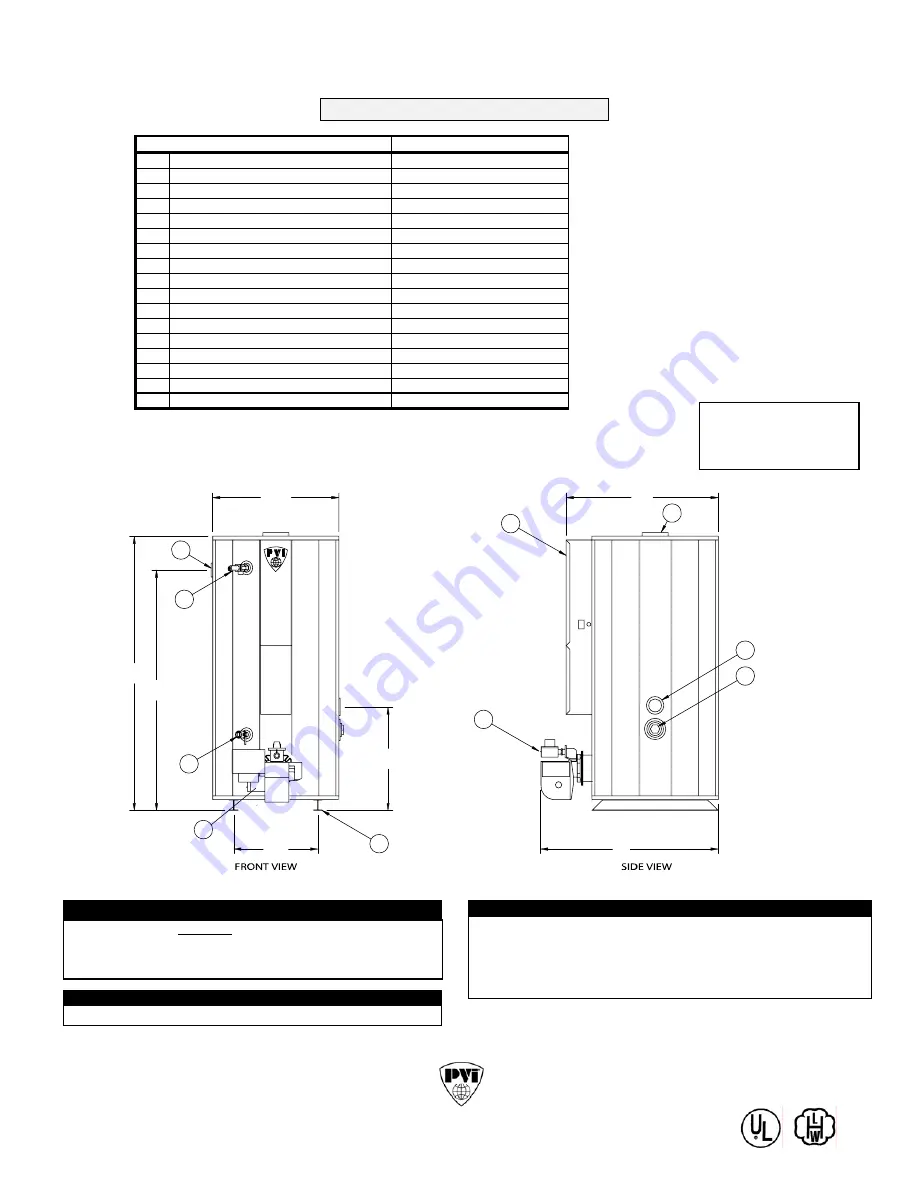 PVI Polyshield 119 Gallon Tank Series Specifications Download Page 1