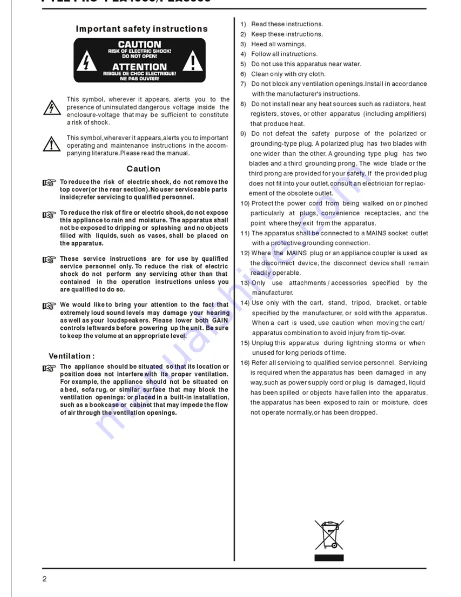 Pyle Pro PEA4000 Owner'S Manual Download Page 2