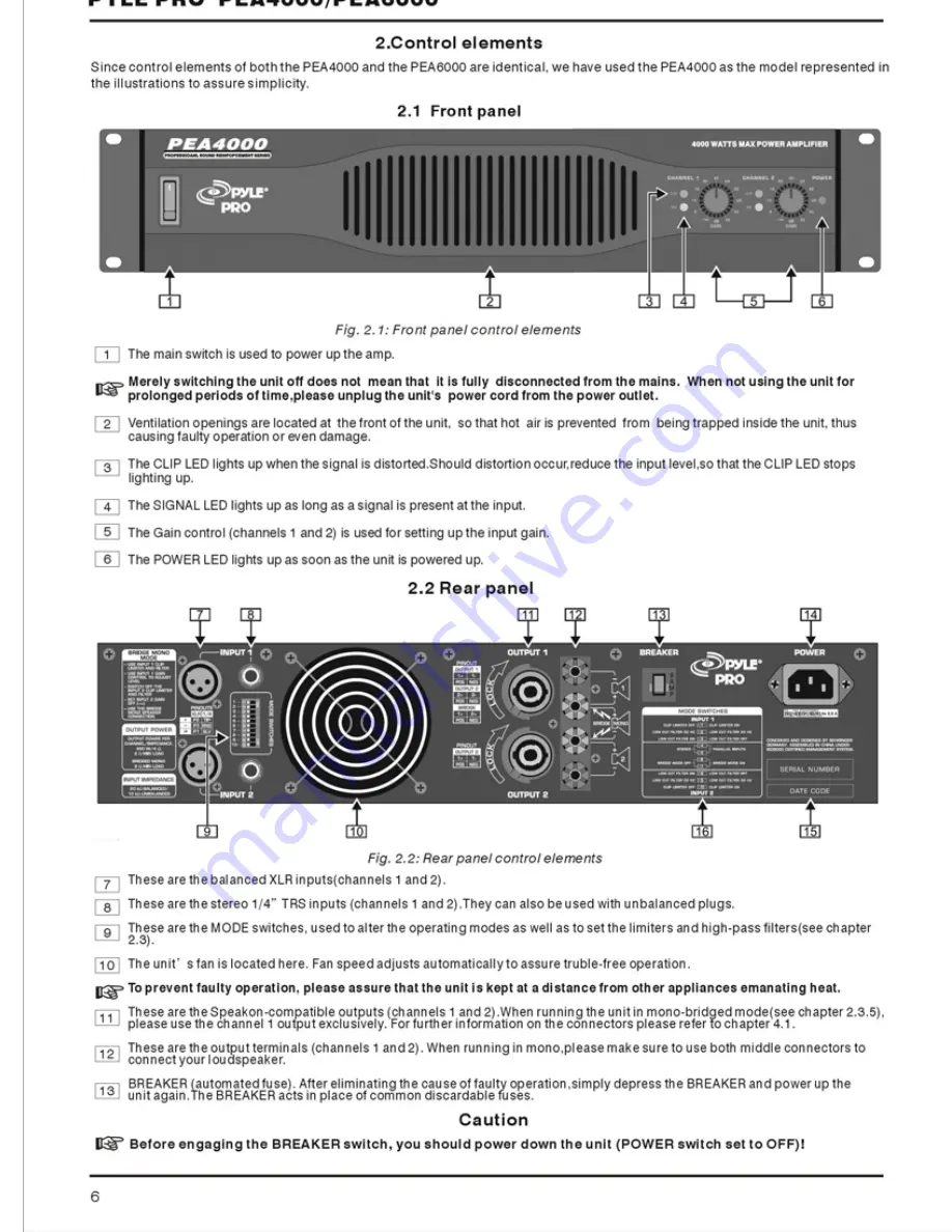 Pyle Pro PEA4000 Скачать руководство пользователя страница 6