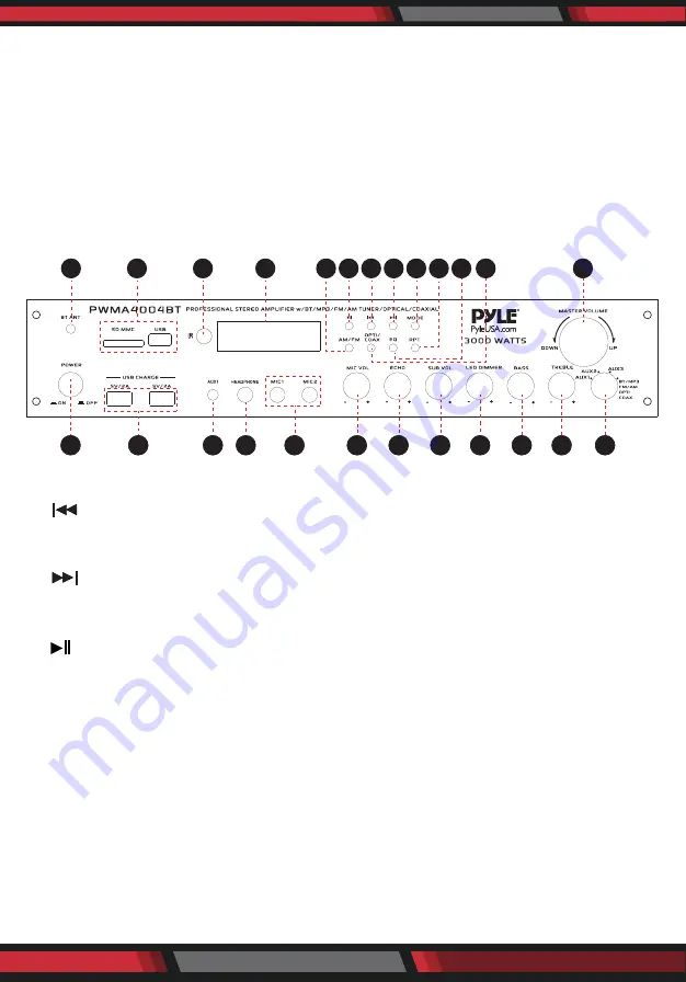 Pyle Pro PWMA4004BT Manual Download Page 3