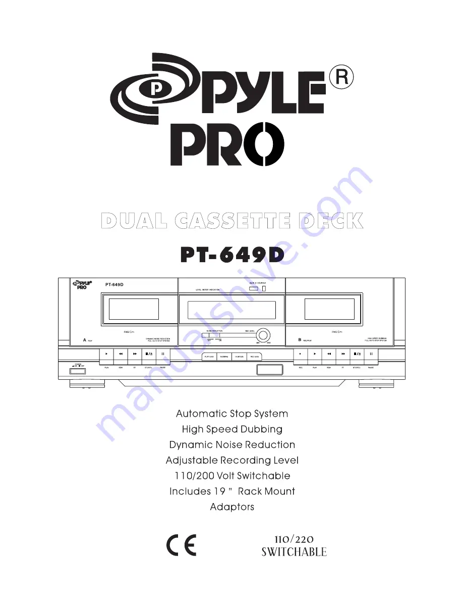 Pyle Pro PYLE PRO PT-649D User Manual Download Page 1