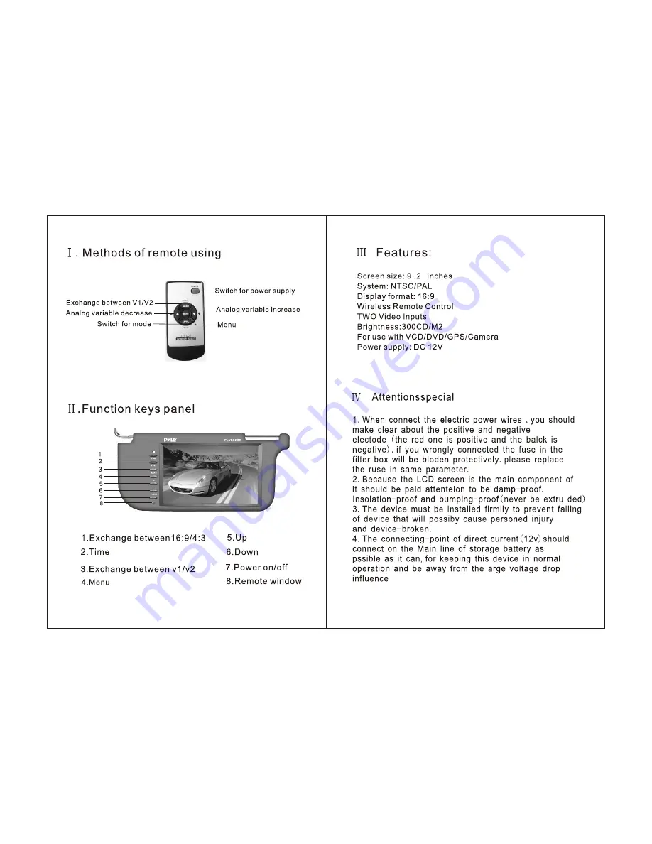 Pyle view PLVS92BK Operating Instructions Download Page 2