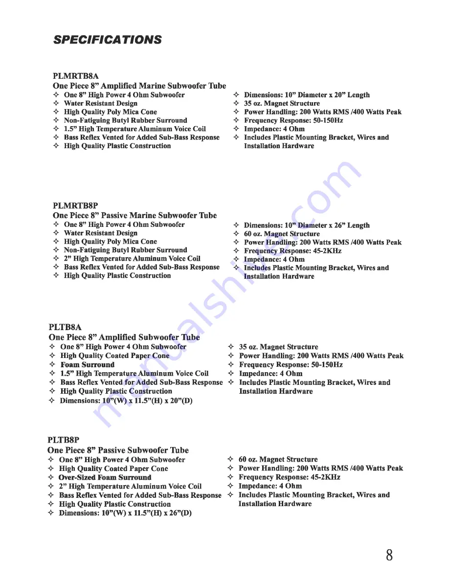 Pyle PLMRTB8A Installation Manual Download Page 9