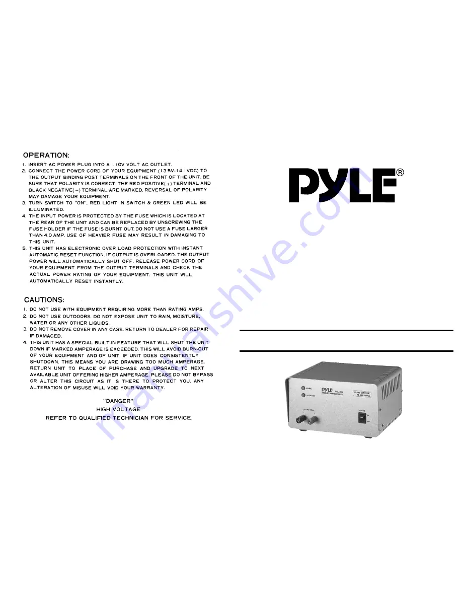 Pyle PSL122X Instruction Manual Download Page 1