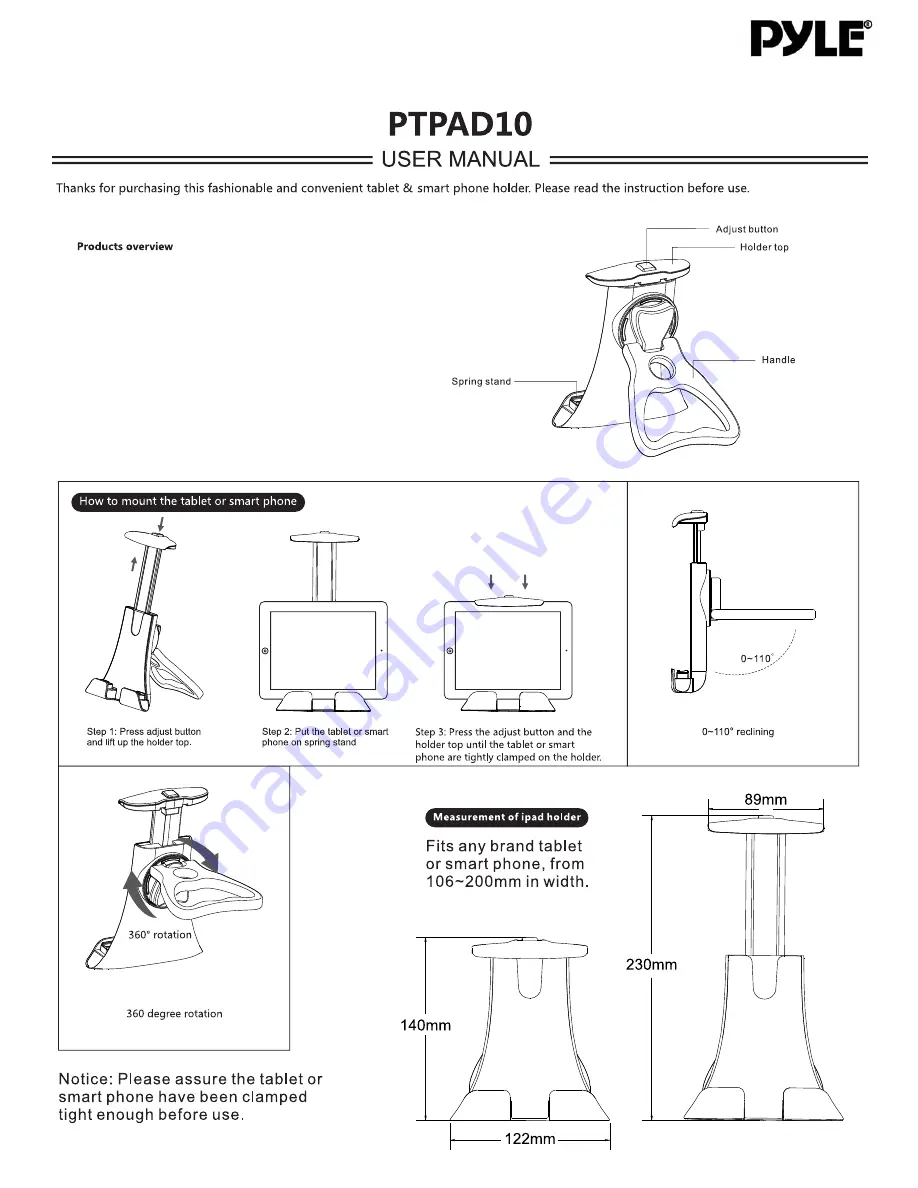 Pyle PTPAD10 Скачать руководство пользователя страница 1