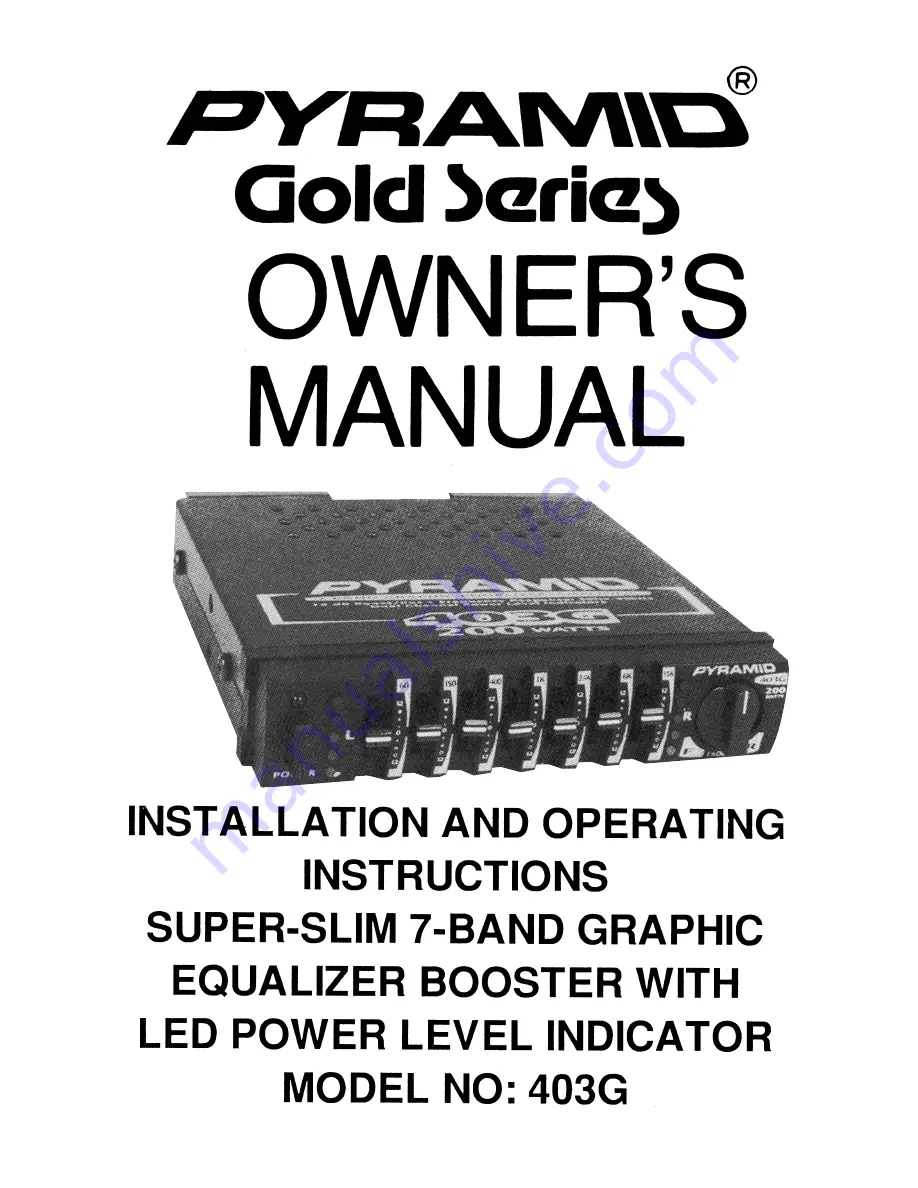 Pyramid 403G Owner'S Manual Download Page 1