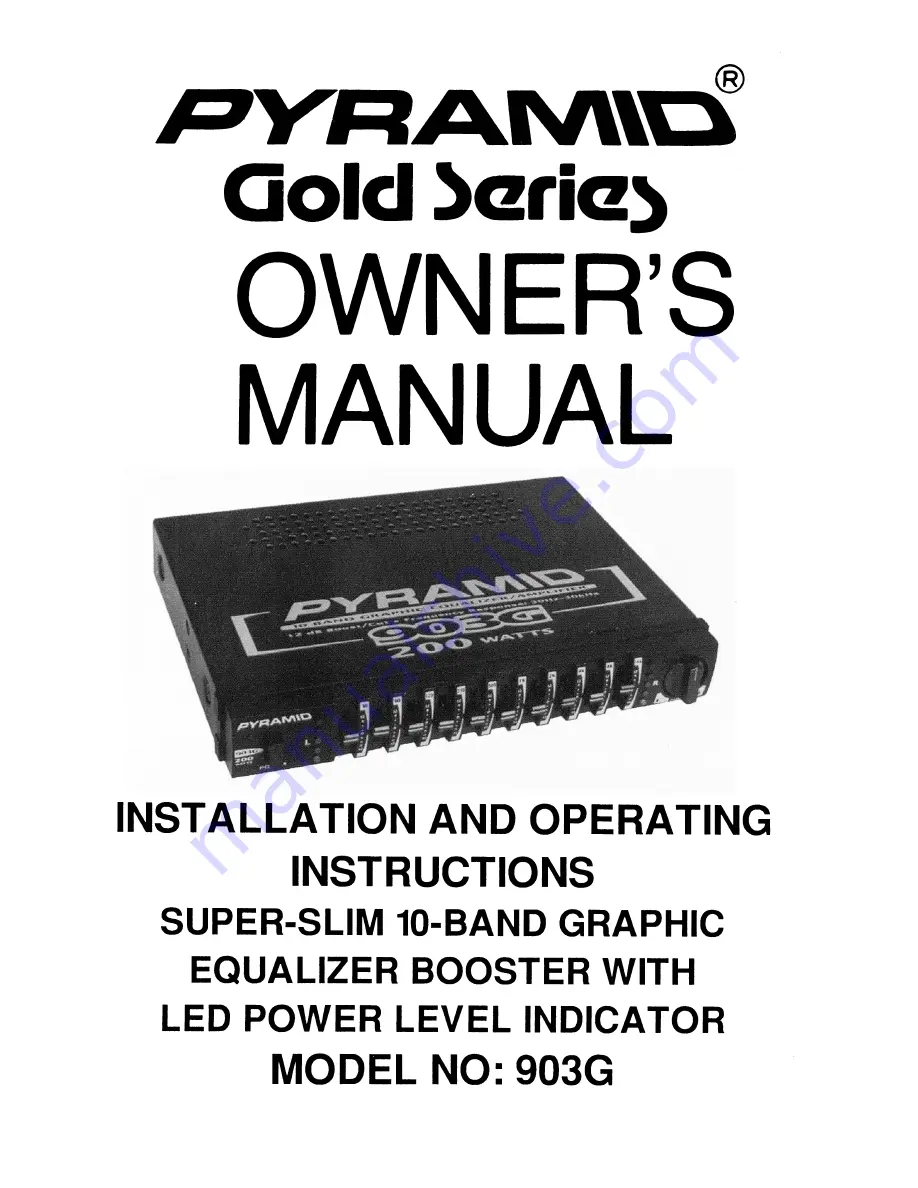 Pyramid 903G Owner'S Manual Download Page 1