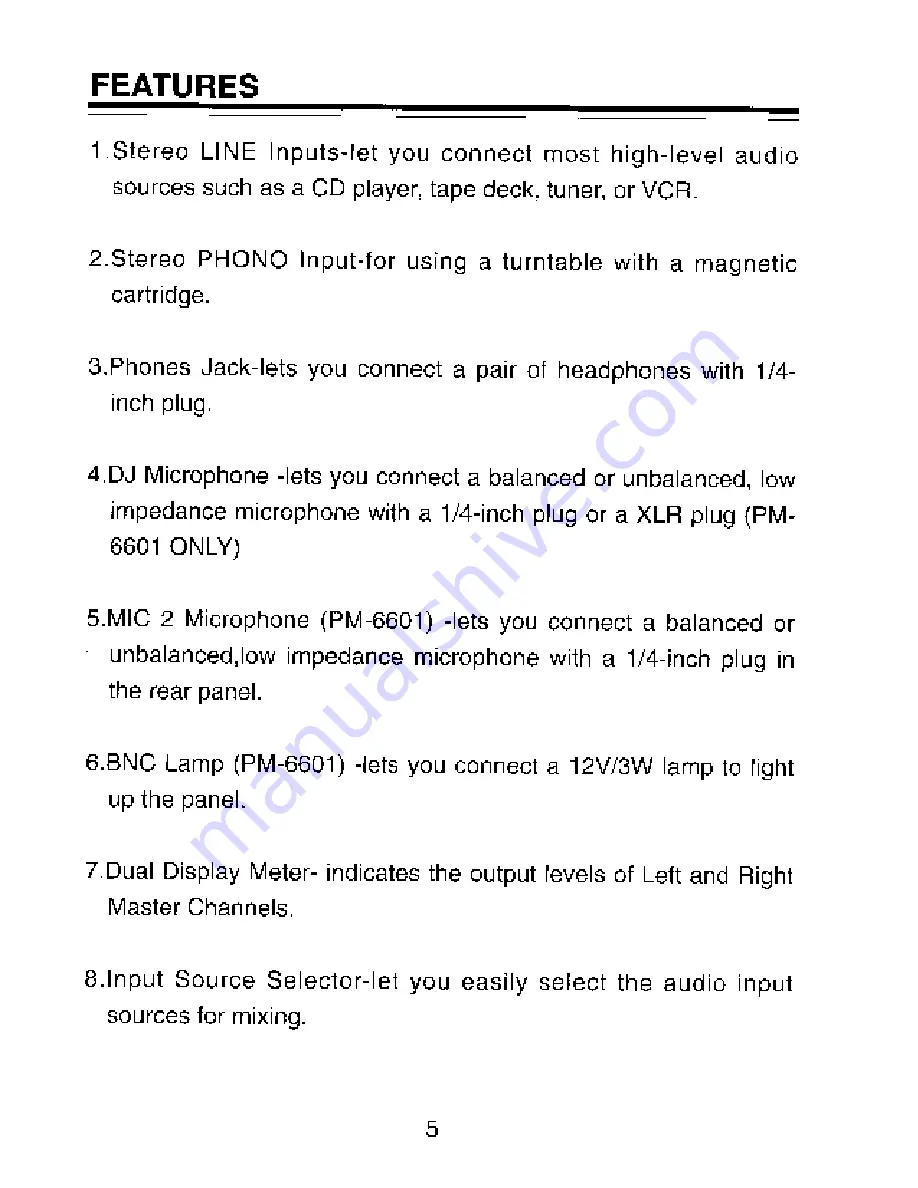 Pyramid PM3601 Owner'S Manual Download Page 5