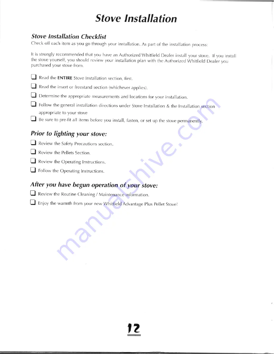 Pyro Industries Advantage Plus Owner'S Manual & Operating Instructions Download Page 13