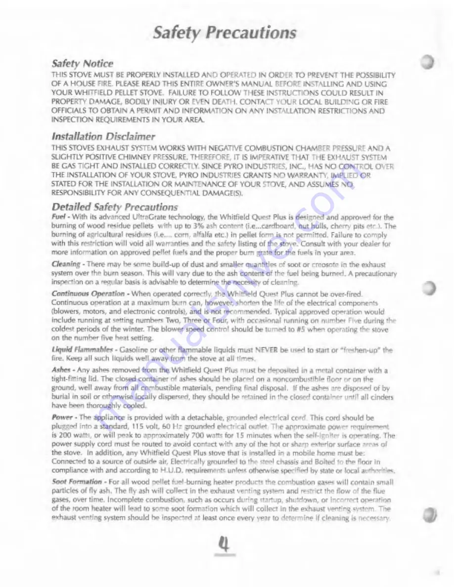 Pyro Industries Quest Plus Owner'S Manual Download Page 5