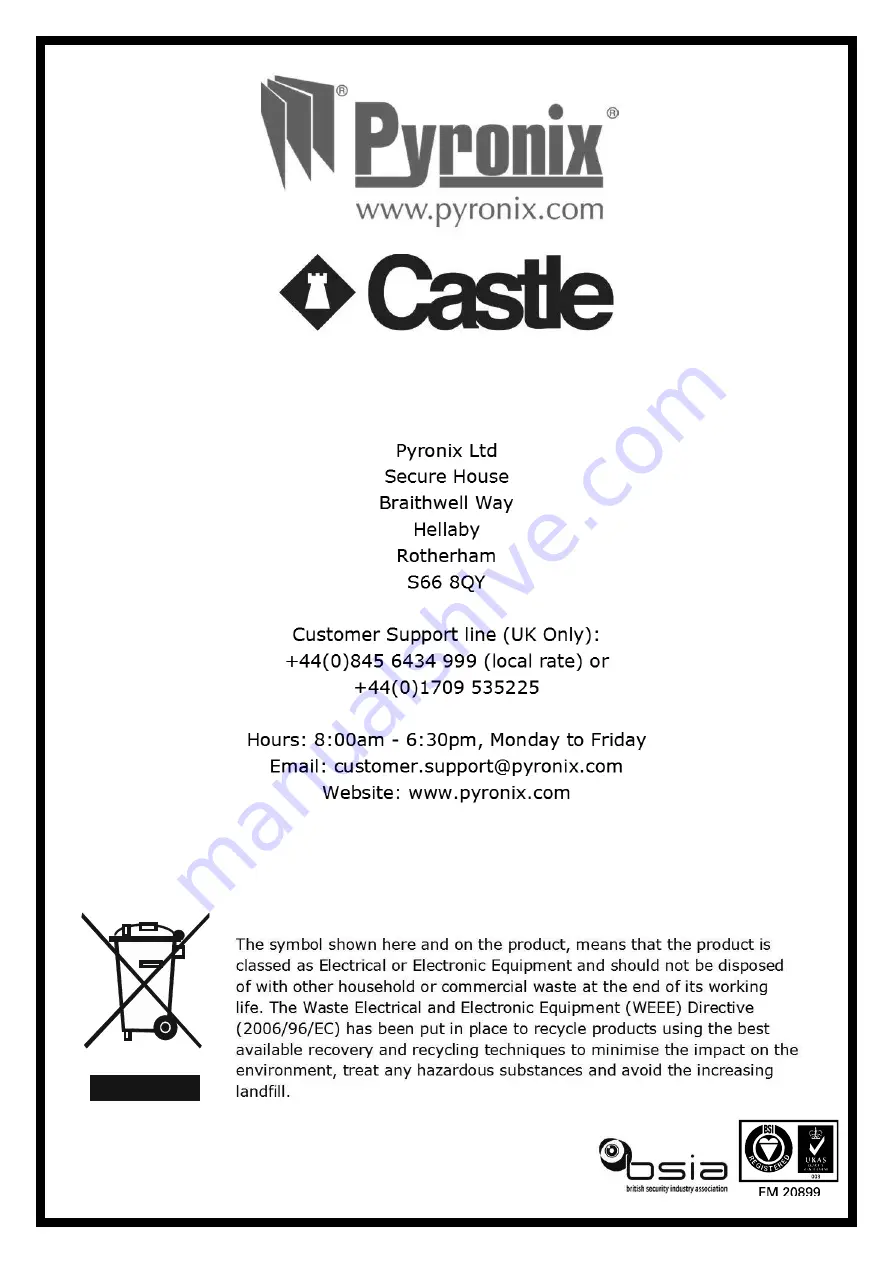 Pyronix Castle EURO 162 Installation Reference Download Page 60