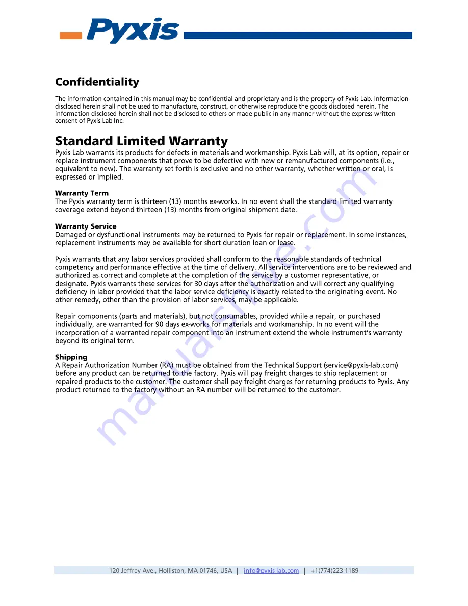 Pyxis SP-360 Operation Manual Download Page 3