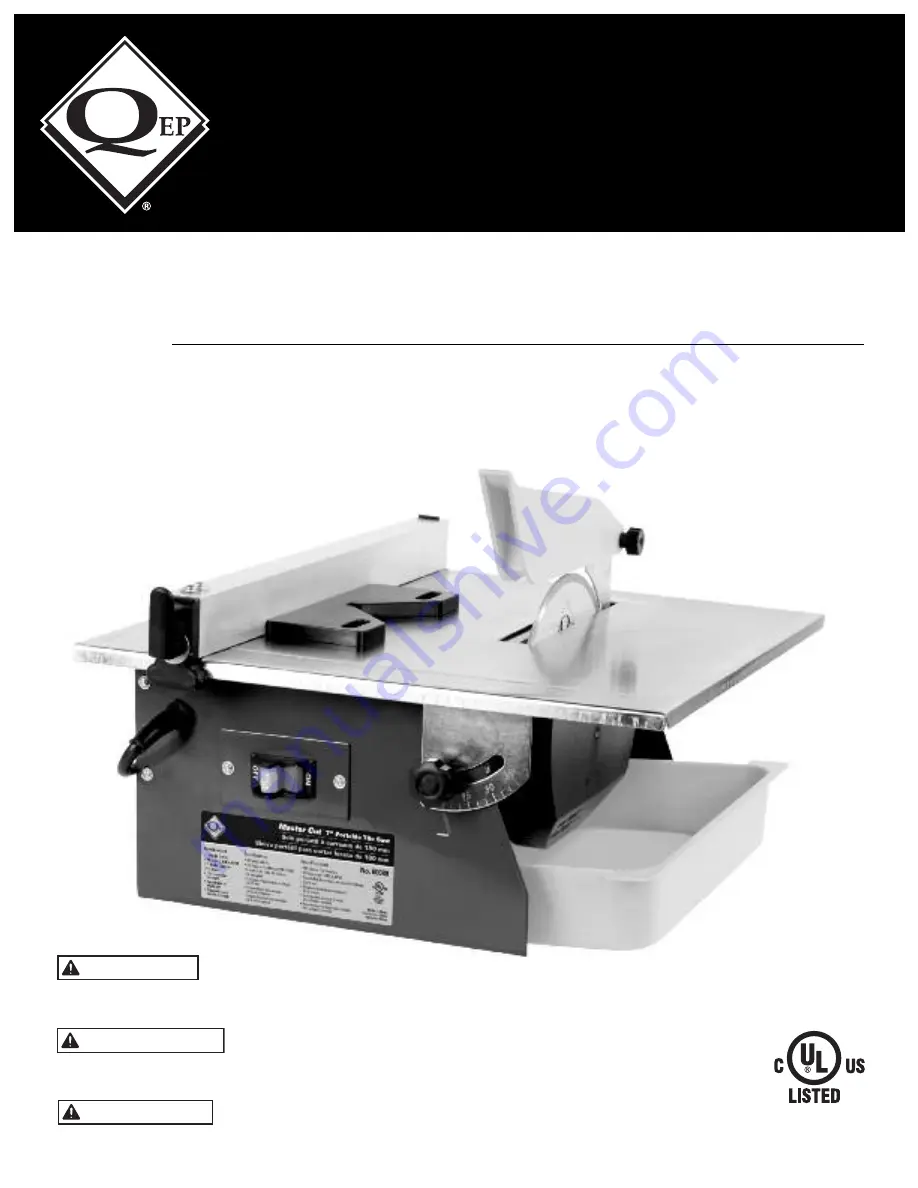 QEP Master Cut 7in Owner'S Manual Download Page 1