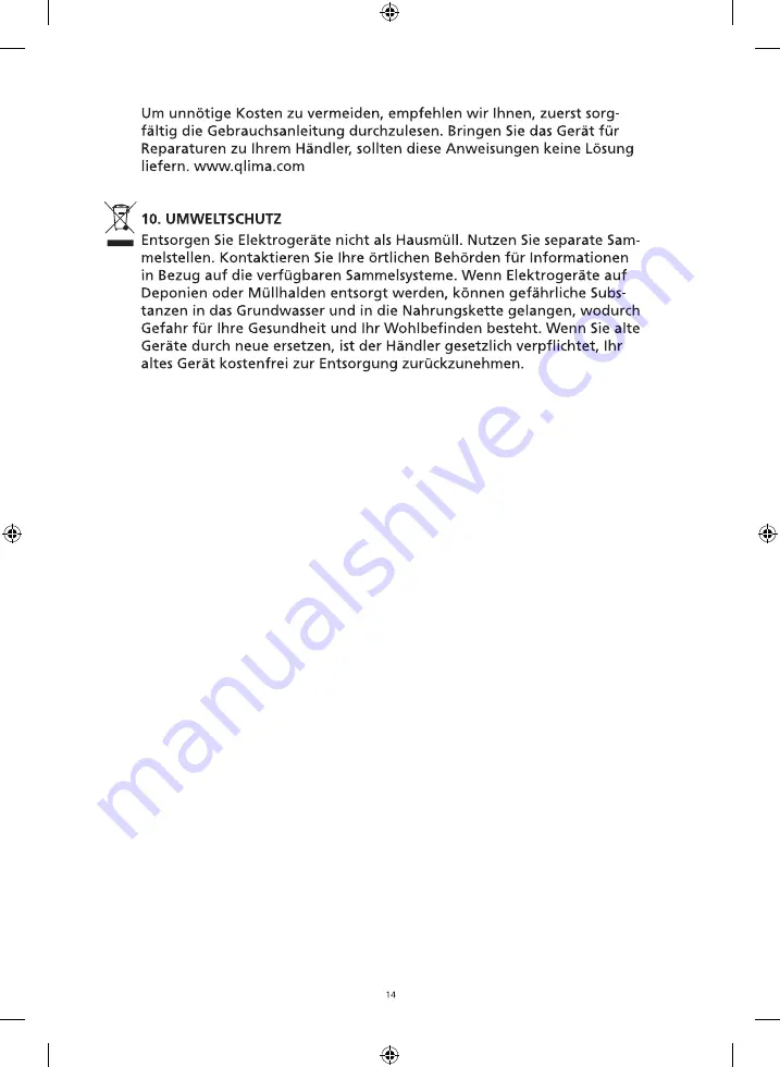 Qlima ASE 1020 Operating Manual Download Page 14