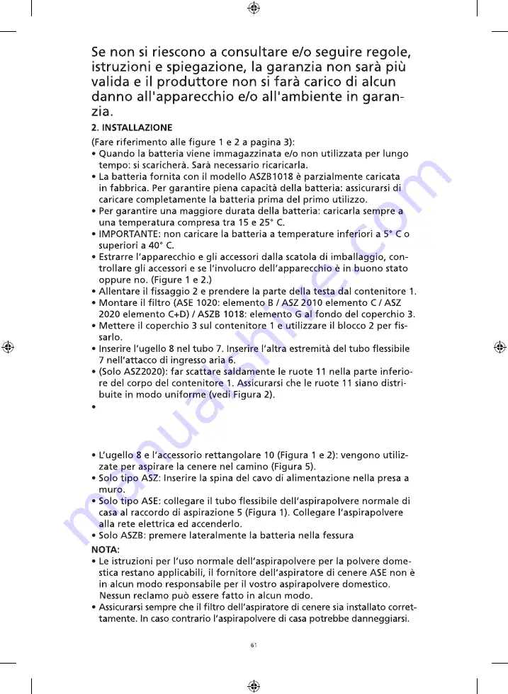 Qlima ASE 1020 Operating Manual Download Page 61